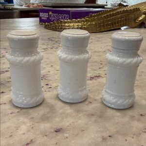 Hazel atlas Elegant White Milkglass container Set
